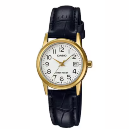 Casio General LTP-V002GL-7B2 Black Leather Band Women Watch